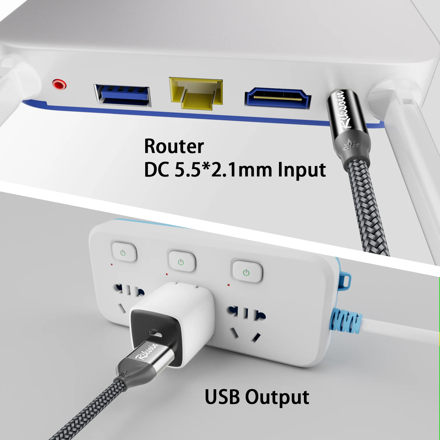 Universal USB A to DC 5.5mm Plug DC 5V Charging Cable Adapter for Router, Fibre-optic cat, and More Electronics Device - 4