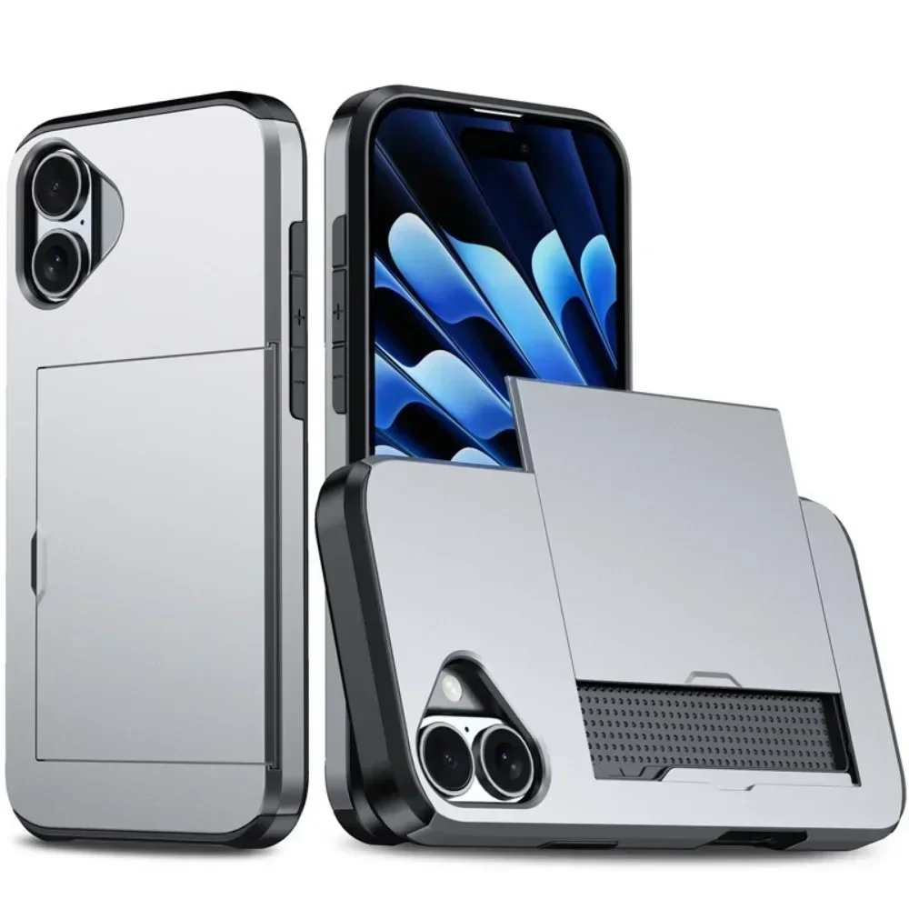 Sleek Wallet Phone Case with Credit Card Holder and Sliding Pocket - Protective Cover