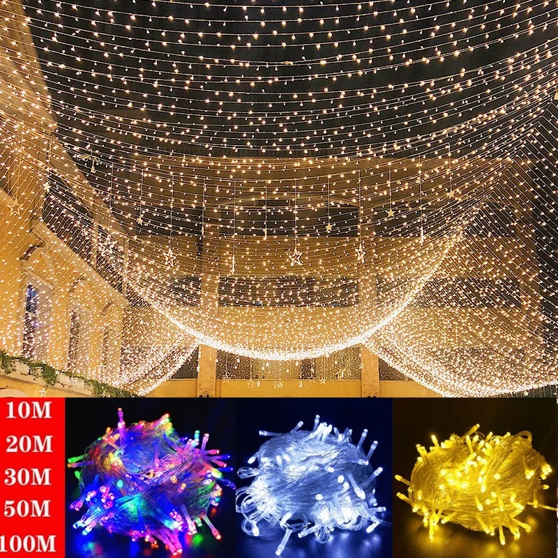 100M50M30M10MHolidayLedChristmasLightsOutdoorLEDStringLights