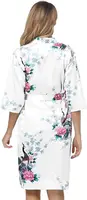 Women's Floral Satin Kimono Robe and Nightgown Set with Camisole 2 Piece Sleepwear Peacock Bathrobe - Image 5