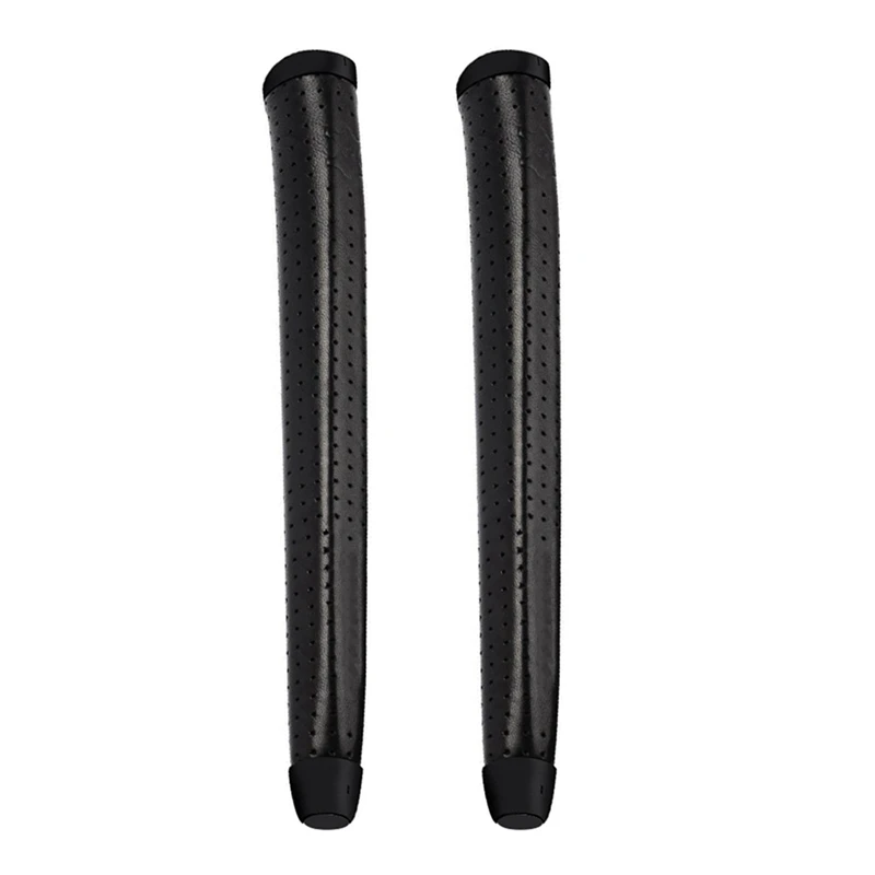 

2X Wrap Golf Grip Pure Handmade Leather Material Standard Golf Club Grips Putter Grips-Black