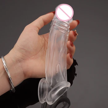 Highly Elastic Soft Penis Extender Sleeve Reusable Condoms Penis Ring Delay Ejaculation Erotic Toys Intimate Good For Men 18+ 2
