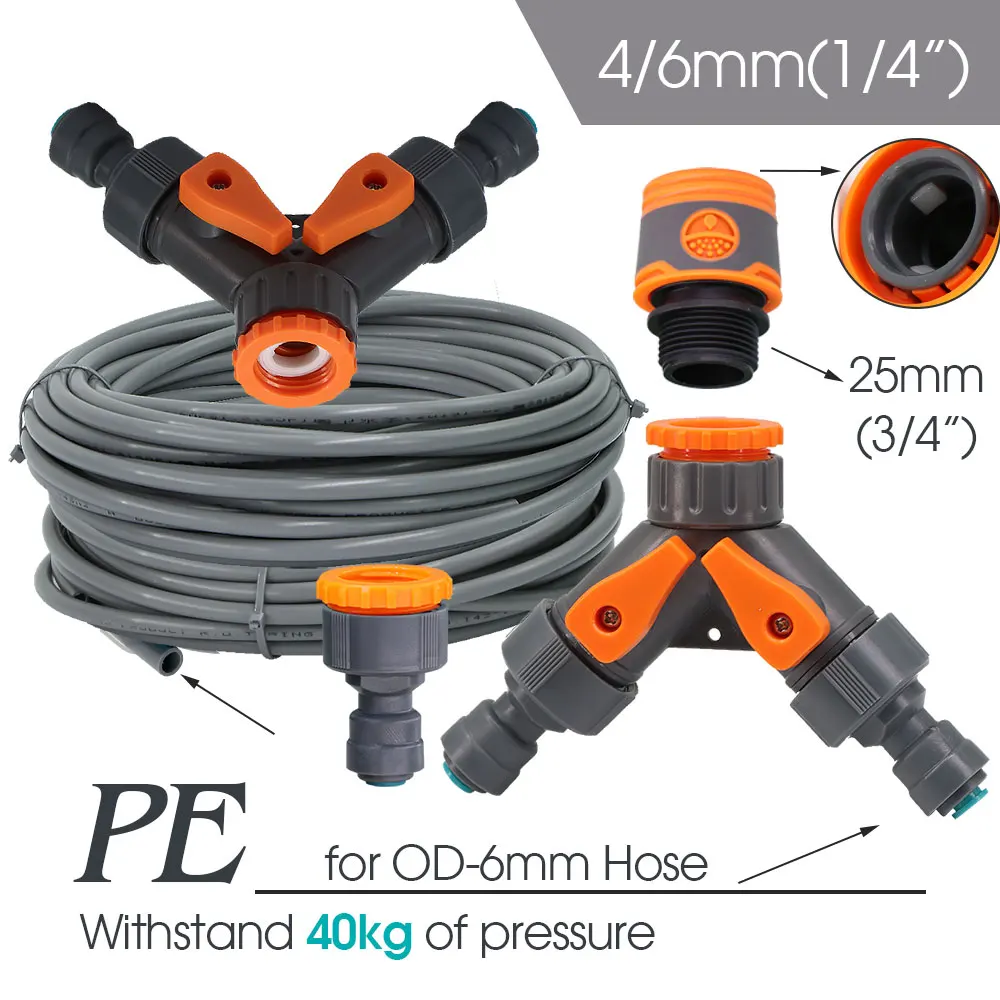 Sprinkler mist kit with PVC tubing and smart timer compatibility