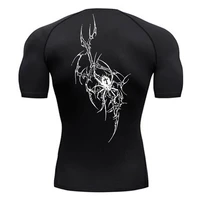 Spider Print Short Sleeve Compression Shirts for Men Summer Athletic Quick Dry T-shirts Gym Workout Running Tees Tops Activewear