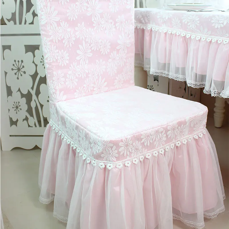 Korean Lace Tablecloth Garden Fresh Pink Bow Home Diningtable Cloth Rectangular European Wedding Decor Cloth Custom Chair Cover 5