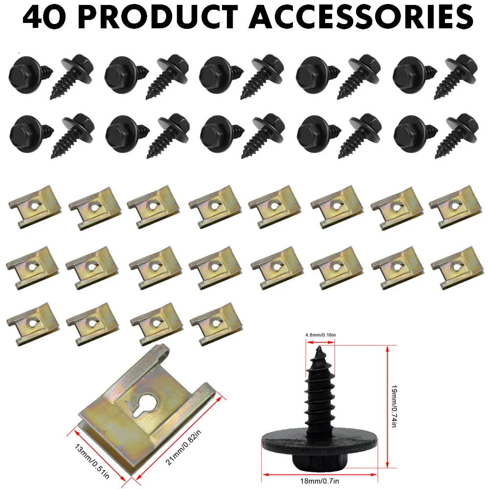 

40Pcs Engine Guard Metal Nut Screw Washers U-shape Clip Car Bumper Cross Head Interior Accessories For BMW F10 E46 E92 E90
