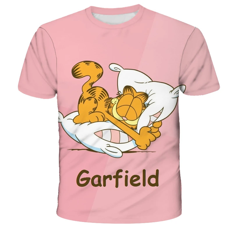 New Children Clothing Cartoon-Garfield T-Shirt 2022 Summer Breathable Camiseta Baby Kids Cool 3D Short Sleeved Fashion cute Tops christian t shirts