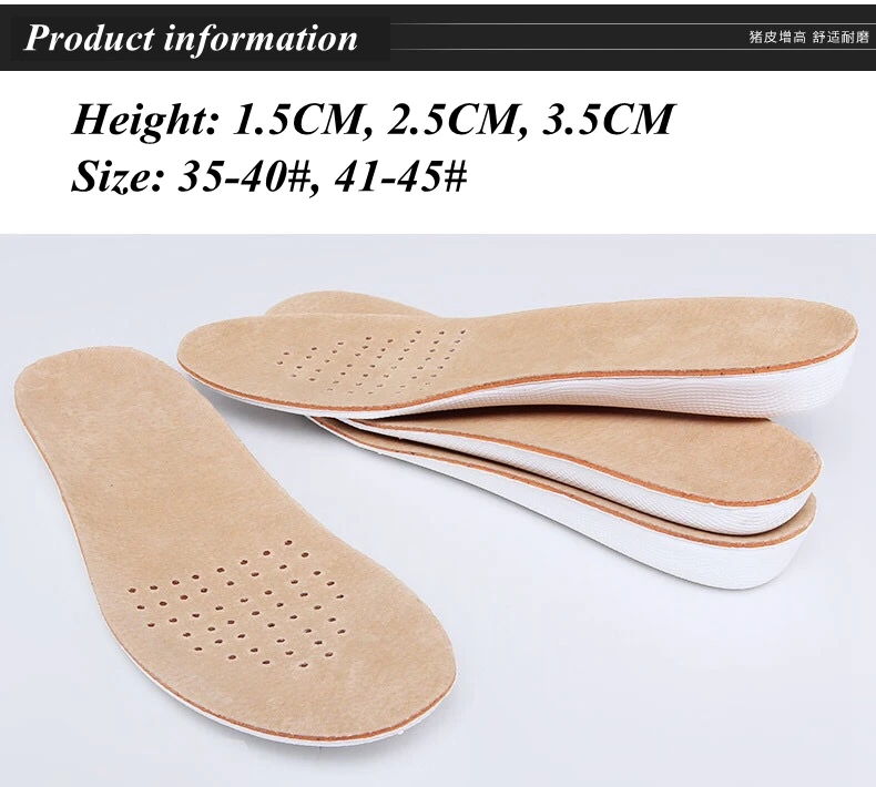 1 paar Männer Frau Komfort Orthopädische Schuhe Einlegesohlen Höhe Erhöhen Einlegesohle Echtes Leder Nicht-Slip Schuh Pads Arch Support einsätze – Detail 1