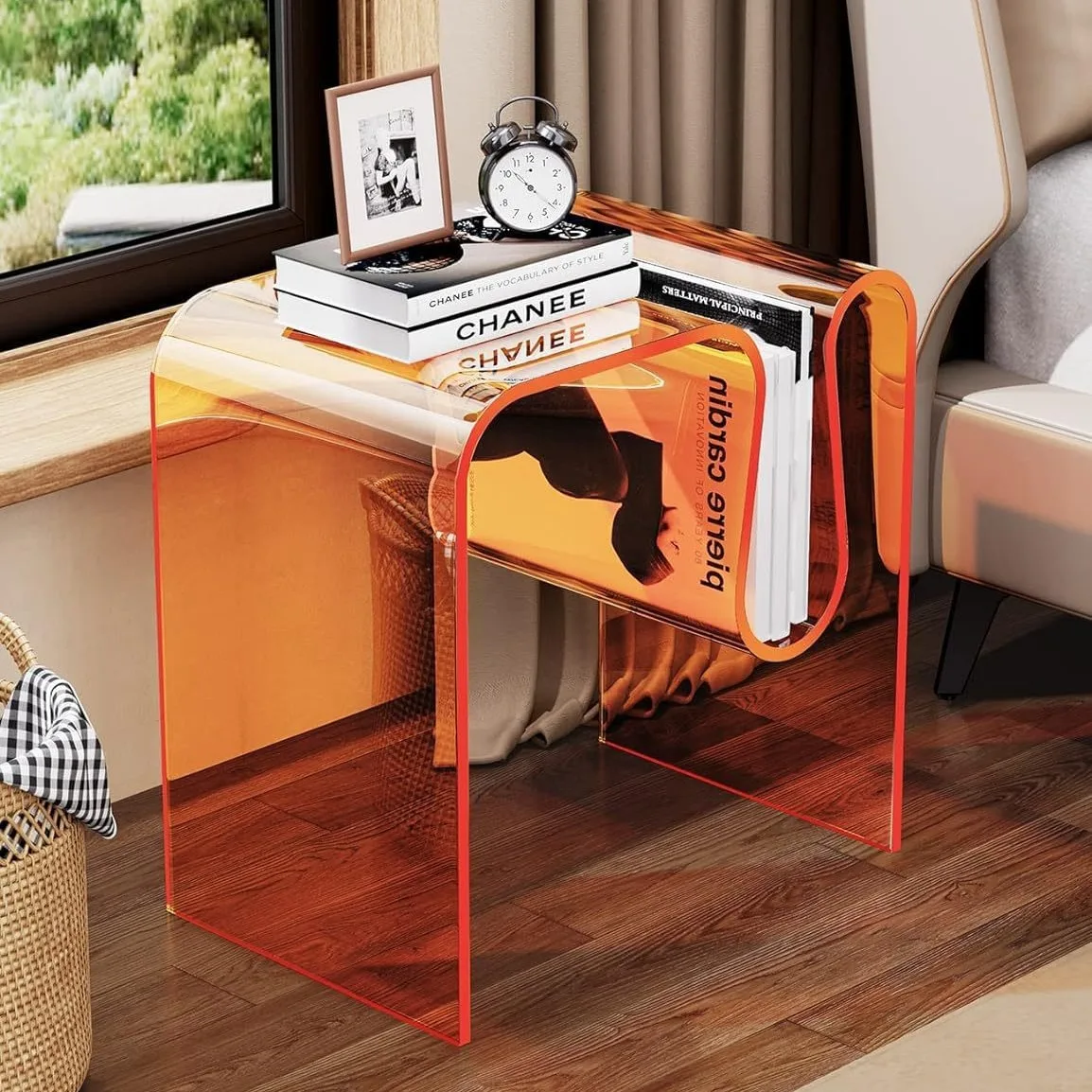 커피 테이블 Popular Acrylic-Edged Table Living Room Mini Bedroom Bedside Simple Coffee Table M Type Side