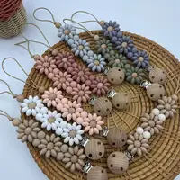 Attache-sucette en Silicone pour bébé, Clip de sucette en forme de fleur, fait à la main, porte-mamelon factice, jouets de dentition essentiels pour nouveau-né 3