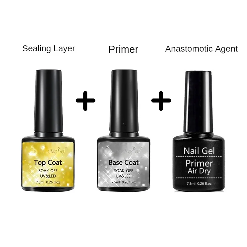 15Ml Acrylic No-acid Primer Nail Art Set With Base Coat And Top Coat Soak Off Gel Nail Polish For Art Design Tool Kit