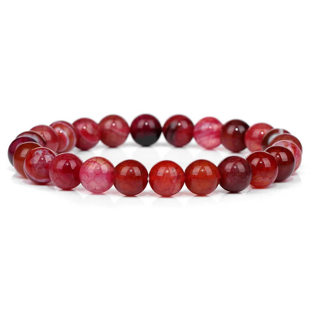 Rote Naturstein Armbänder 8mm Perlen Armbänder Achate Türkis Tigerauge Armreif Yoga Meditation Schmuck Geschenke für Frauen Männer