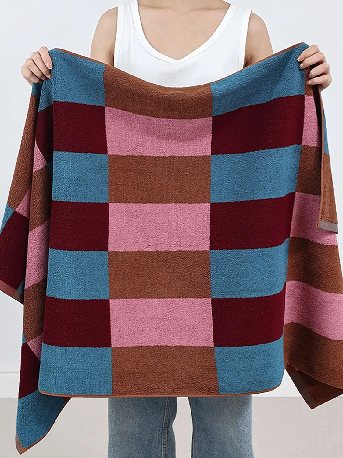 Block Color Matching Cotton Towels Soft Absorbent  Face Towel Combed Long Staple  Kids Hands Towel Adult Bath Household Towel