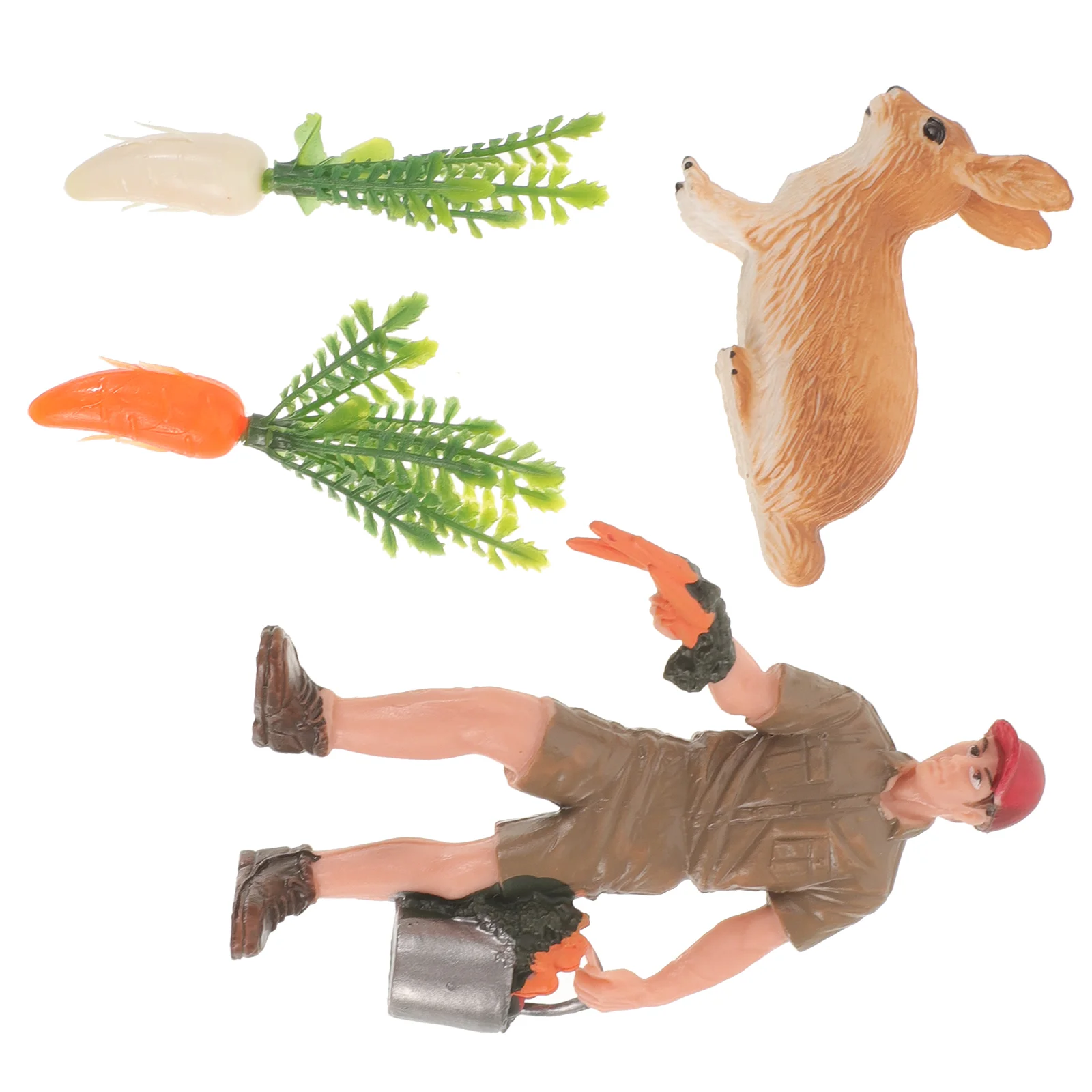 

1 set of Rabbit Carrot Figurines Animal Ornaments Farm Sand Table DIY Ornaments