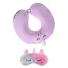 L9NB Travel Neck Pillow and Unicorns Eye Mask Set UShaped Office Traveling Rest Soft Cushion for Women Men Kids Health Care 5