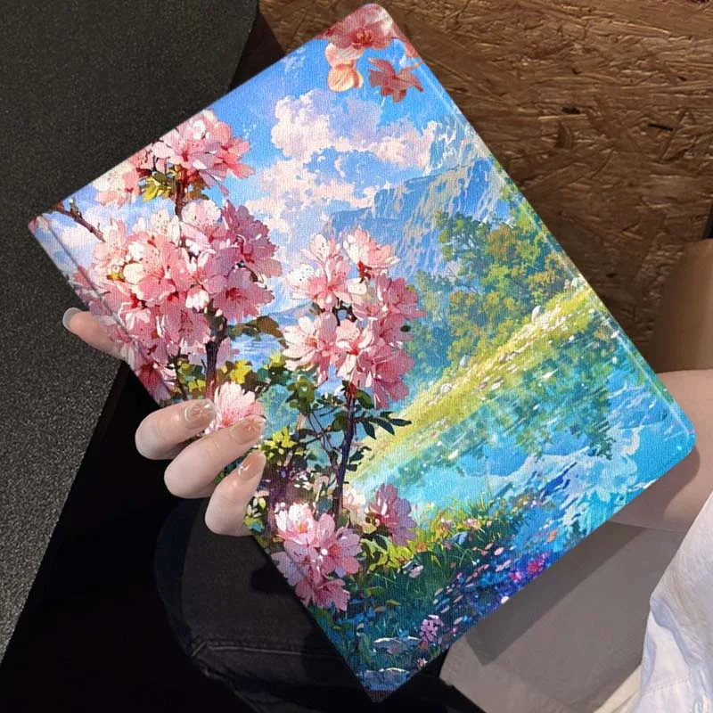 Pink Cherry Blossom Lake View Soft Tablet Case