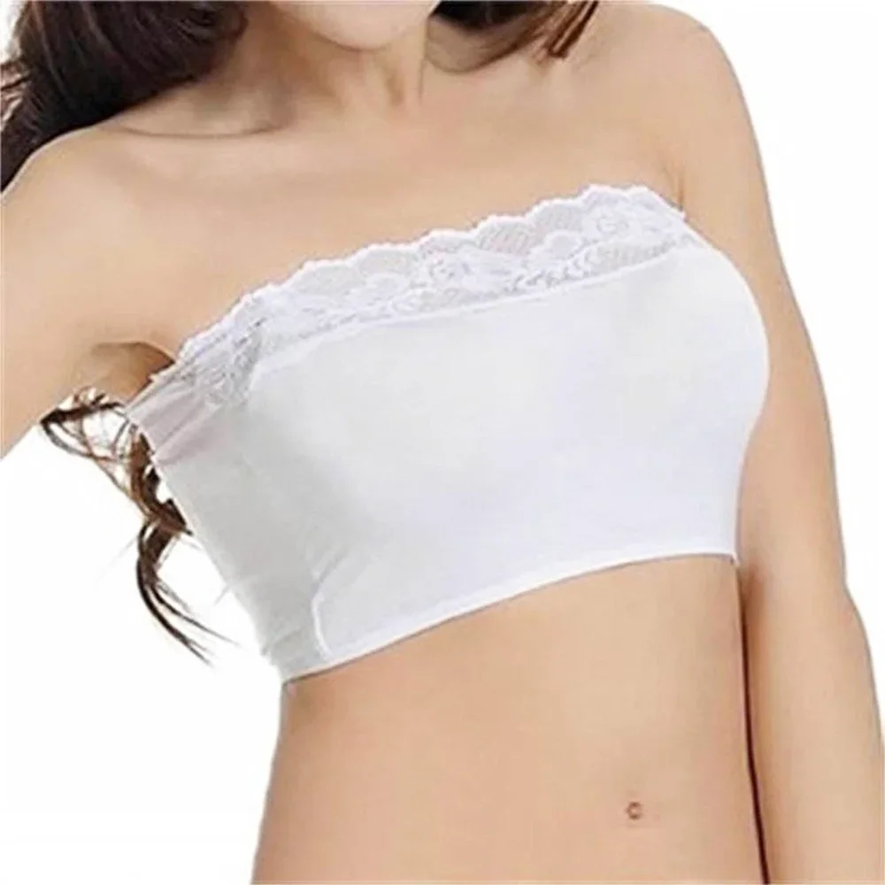 Women's Ice Silk Strapless Seamless Wrapped Bandeau Bra Tube Tops Solid Stomacher Wrapped Chest Bottom Underwear