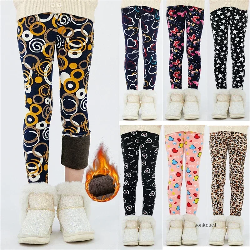 Girls' Velvet-Lined Star Print Leggings 1