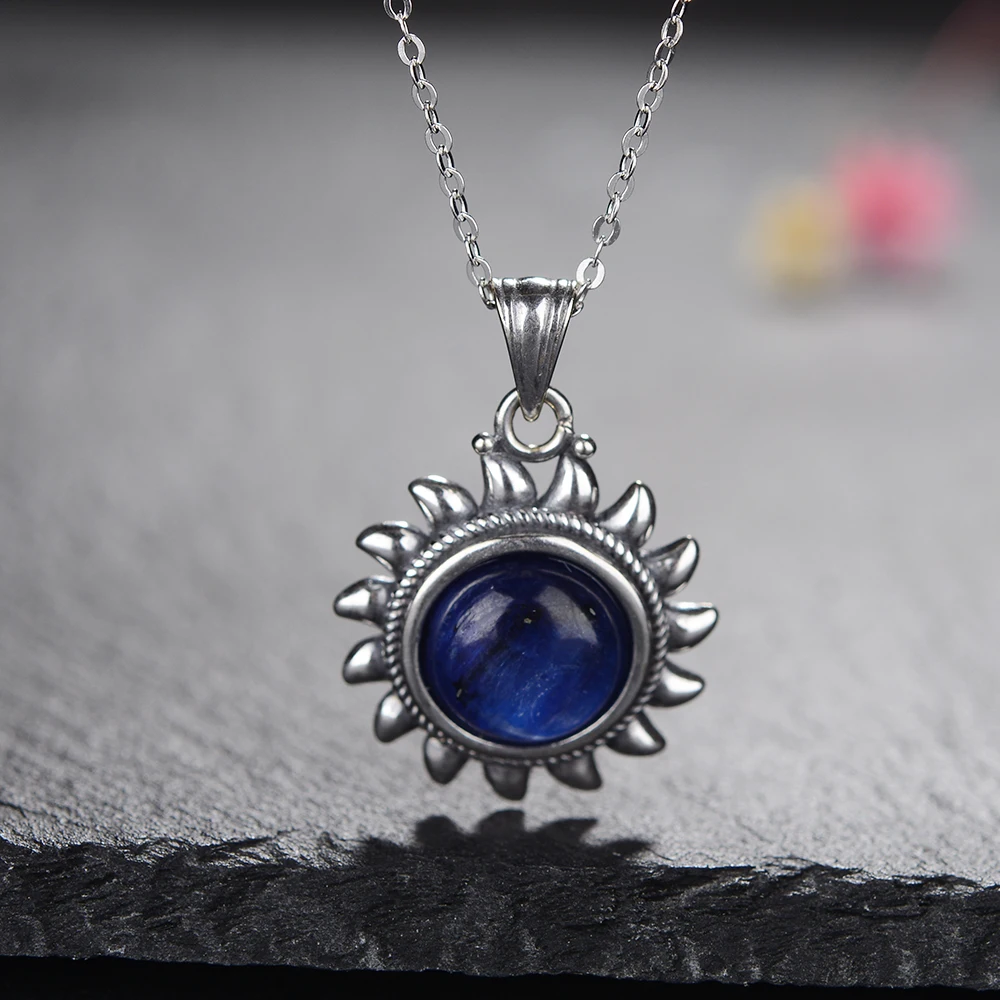 

NASIA Silver Pendant Necklace Natural Blue Lapis Lazuli Necklace For Women Engagement Party Valentine Day Gifts