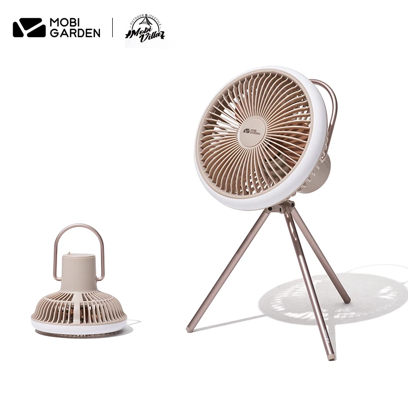 

MOBI GARDEN Fan Exquisite Camping Outdoor Tent Lamp Camp Lamp Ceiling Fan Home Desktop Rechargeable Small Fan Floor Fan