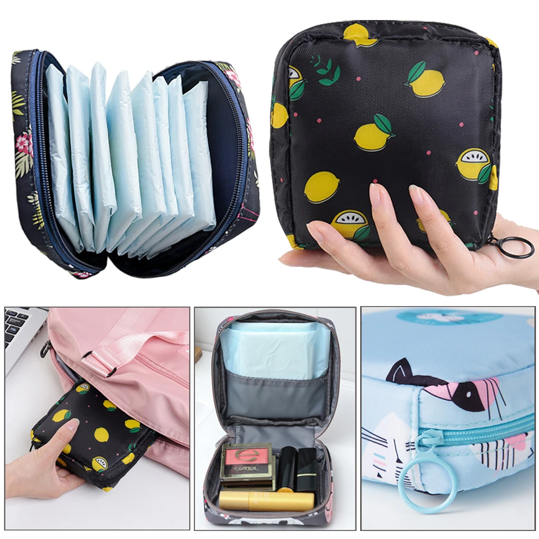 Mini Portable Women Girls Sanitary Pad Pouch Cable Organiser Bag Tampon  Case Cute Makeup Bag Coin Purse Napkin Storage Bag