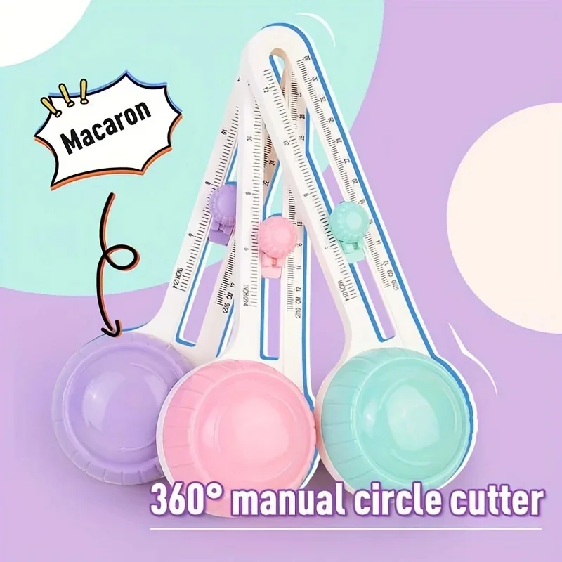 Taglierina Circolare per Carta, Utensile per Scrapbooking, Taglio Circolare a 360°, Coltello Rotante per Fai-da-Te - immagine 3