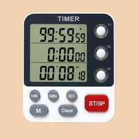 Digital Dual Kitchen Timer 3 Channels Count UP/Down Timer Cooking Timer Stopwatch Large Display Adjustable Volume 2
