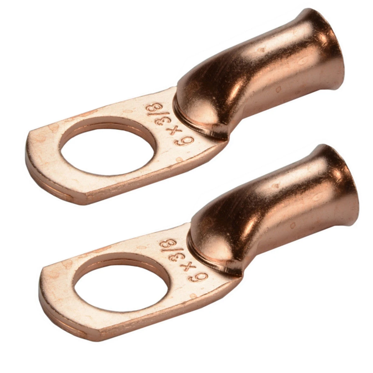 25 Pack - 6 AWG Bare Copper Ring Terminals, 1/2" Hole, Uninsulated Electrical Lugs 5 thumbnail image