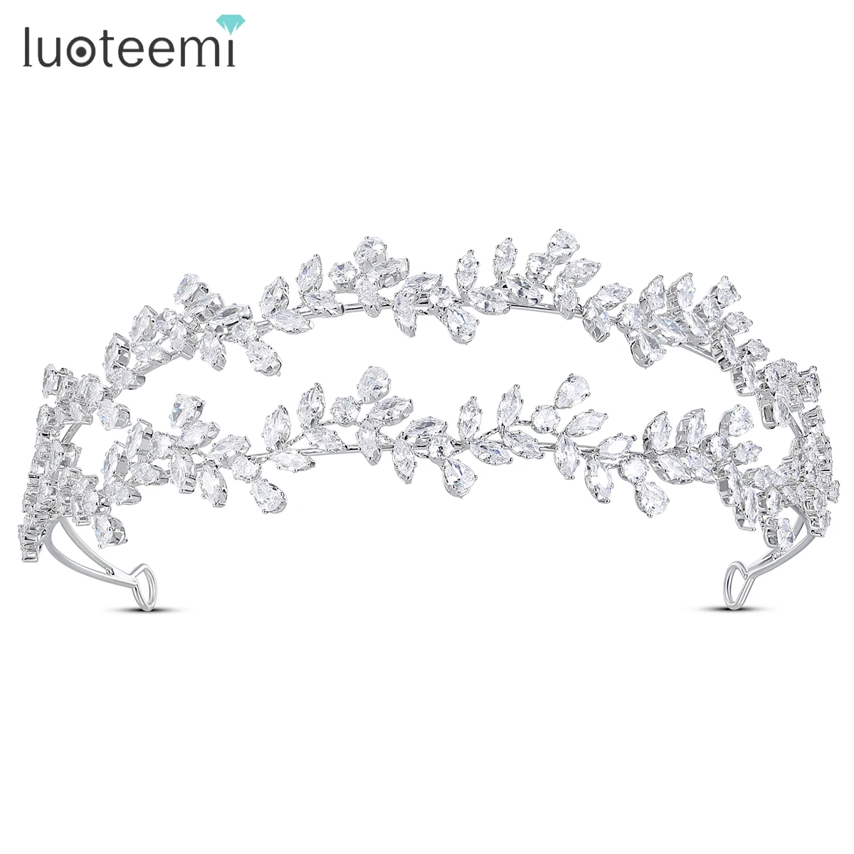 

LUOTEEMI Sparkling Double Layers Bridal Headband Zirconia Wedding Crowns Bride Tiara Headdress Women Headpiece Hair Accessories