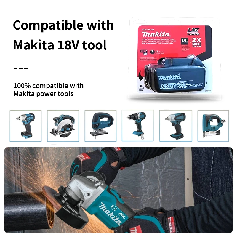 Makita Original packaging18V 6000mAh rechargeable power tool battery, replace lithium-ion LED LXT BL1860B BL1860 BL1850makita18V 5