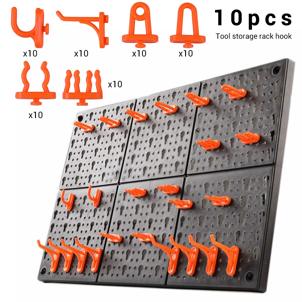10pc Wall-Mounted Hardware Tool Holder Plastic Storage Hanging Board Hole Hook Parts Garage Organize Attachment for Workshop 4