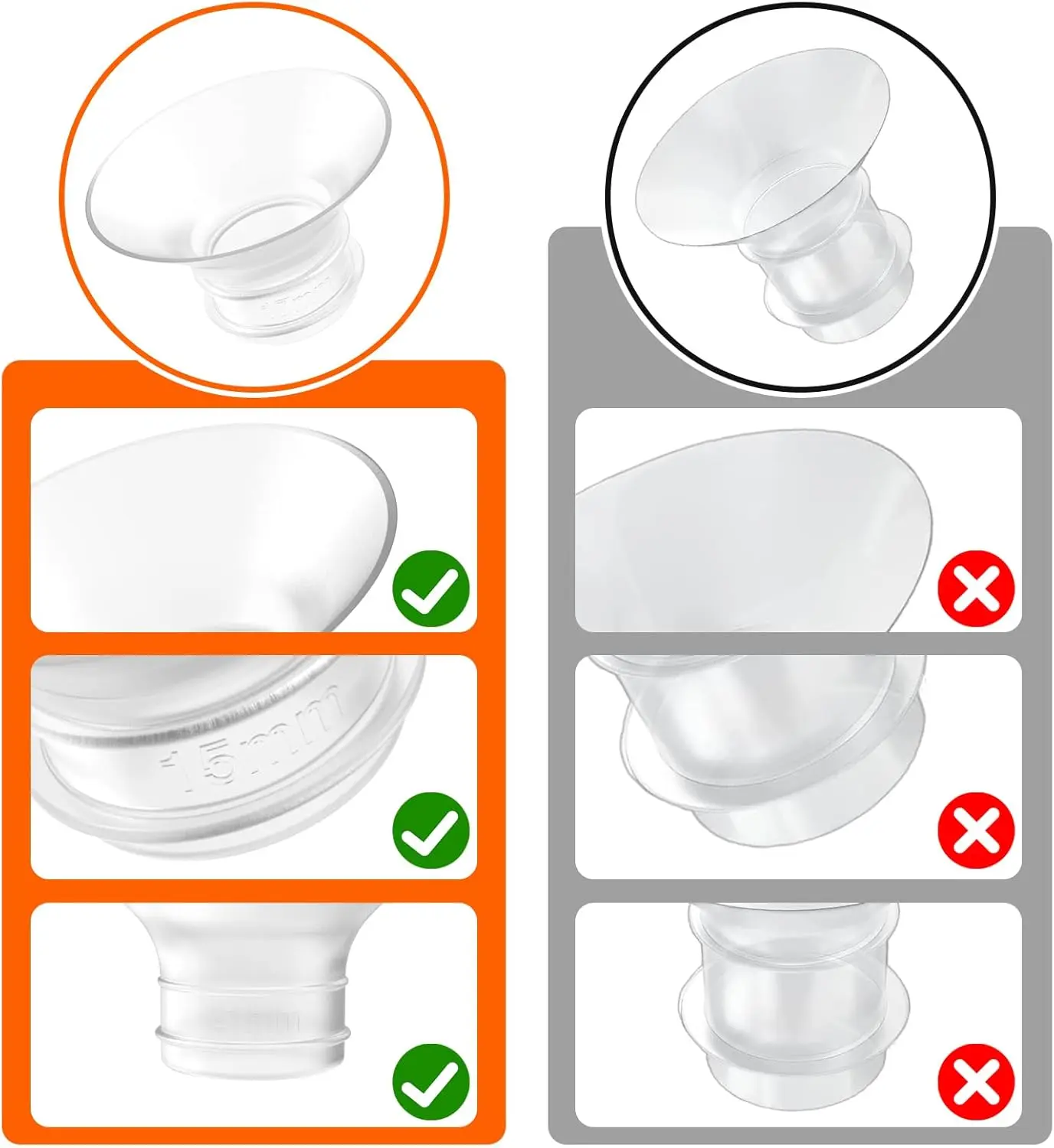 Flange Inserts Compatible with Momcozy M5/M6/S12 Pro/S9 Pro/V1/V2,Spectra,Medela,Elvie, Willow,Lansinoh,24mm Breast Pump Parts