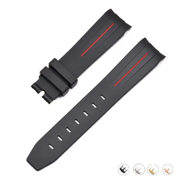 Silicone Diving Sport Watch Band – Waterproof Curved End Rubber Strap