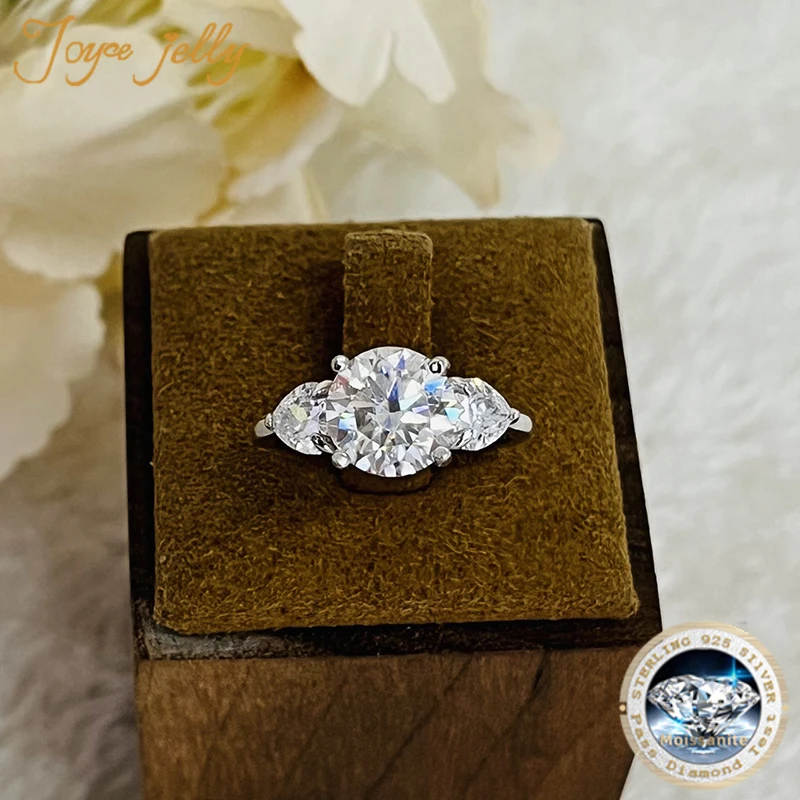 JoyceJelly 럭셔리 웨딩 스털링  반지 3 캐럿 D-COLOR Moissanite 다이아몬드 쥬얼리 여성용 클래식 4 클로 디자인