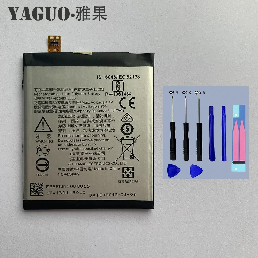 

100% New Original HE336 HE321 2900mAh Battery HE 336 For Nokia 3.1 / For Nokia5 Dual SIM (TA-1053 DS) Batteries + Tool Kits