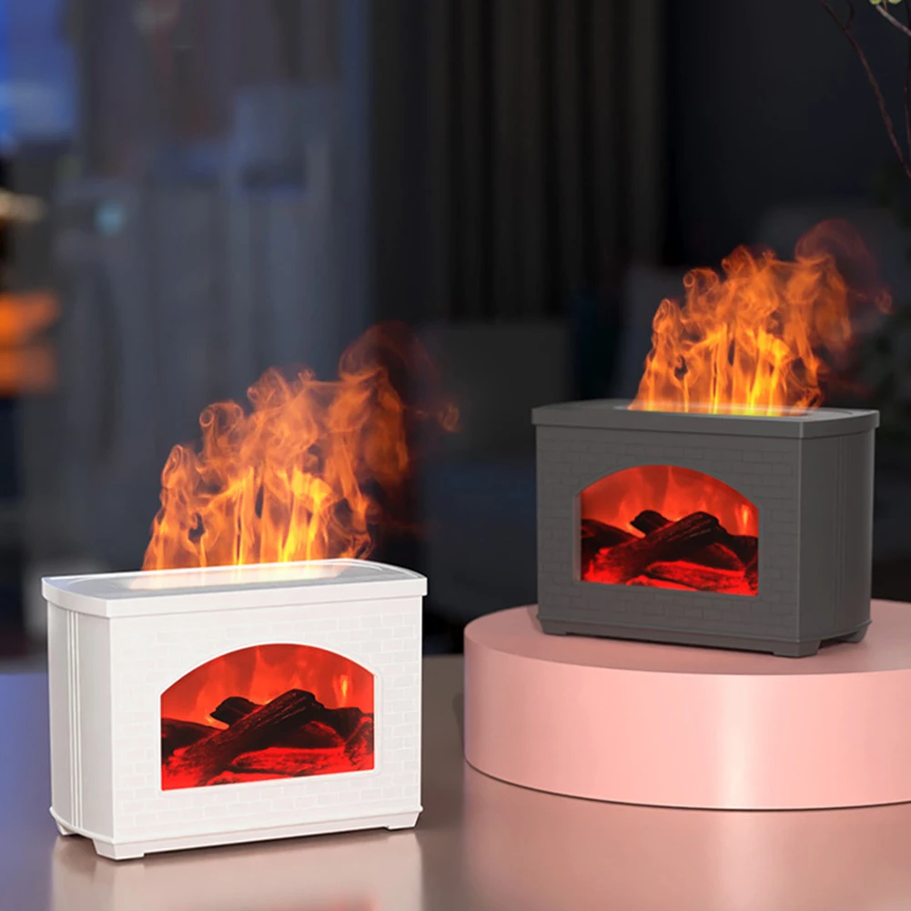 Simulated Fireplace Air Humidifier Flame Effect Electric Aroma Diffuser