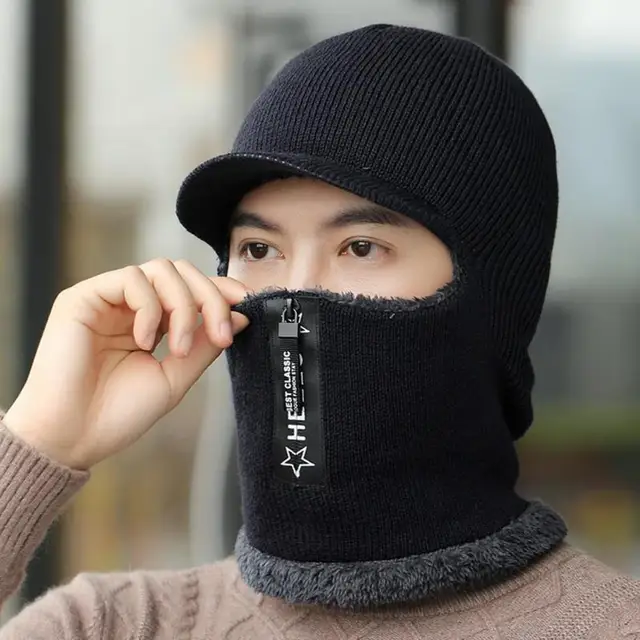 Thermal Hat Zipper Opening Neck Guard Cap