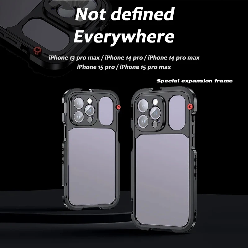 Metal Mobile Phone Cage iPhone 15 Pro 14 13 Pro MAX External 17mm Lens Adapter Vlog Stabilizer Mic Lights Microphone Handle camera cage phone cage phone shooting rig camera handle grip camera handle