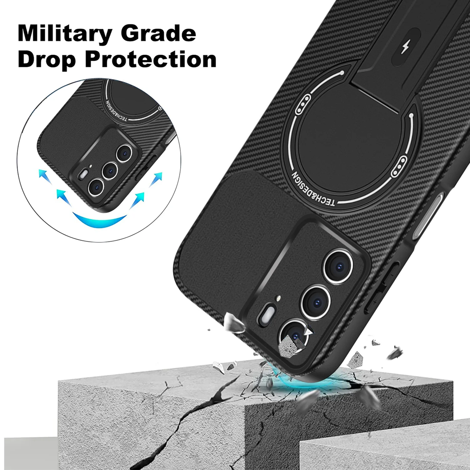 Enhanced Carbon Fiber Magnetic Stand Case with Armor Protection