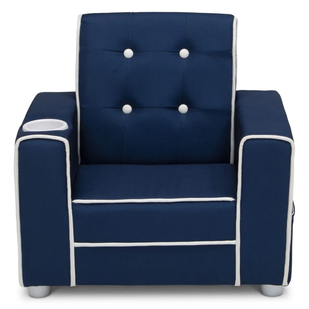 Kids Upholstered Chair with Cup Holder,Toddler Armrest Chair, Lightweight Children Sofa Chair,Kid Read Sofa,Side Pockets 4