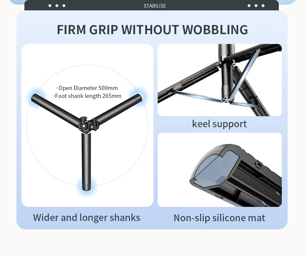 Description Picture 5 of item2020mm Selfie Stick Tripod Stand Wireless Selfie Stick Tripod with Remote with 1/4 Screw 1/4 Nut Portable Tripod for Phone Light