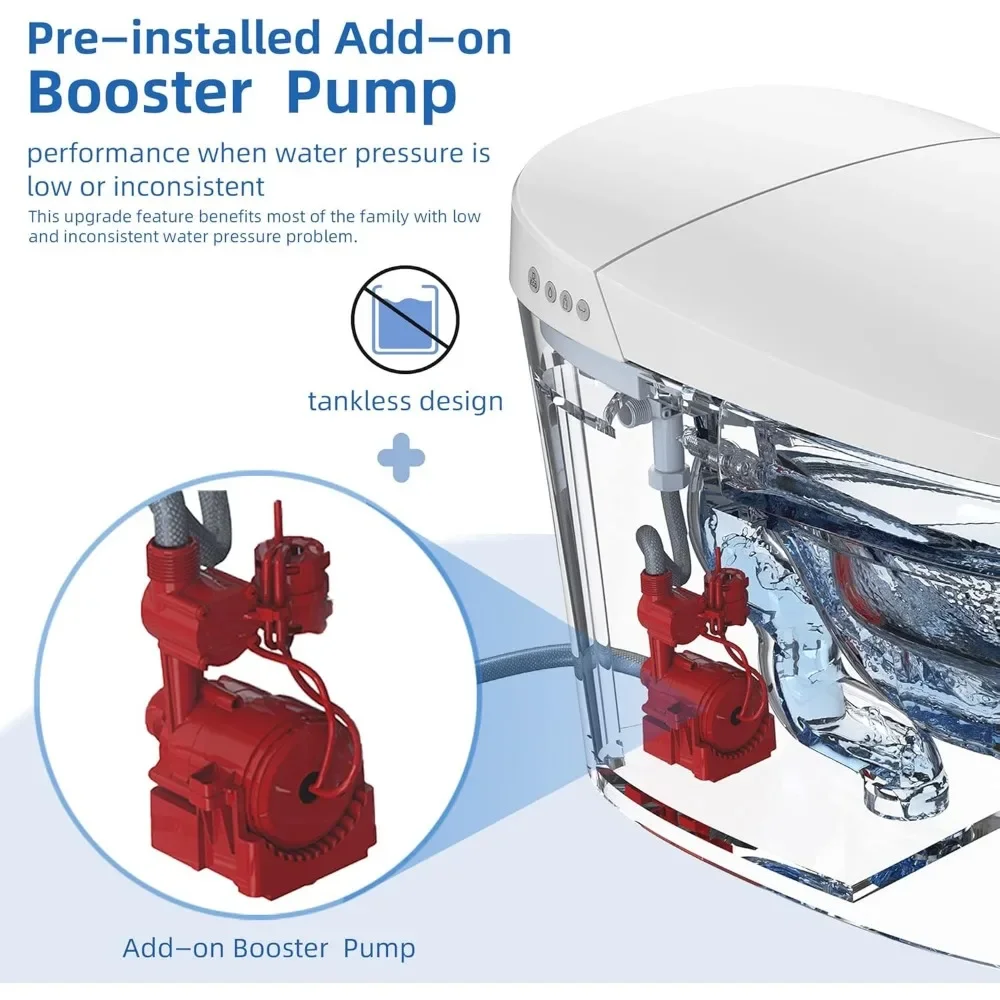 Smart Bidet Toilet, Foot Sensor Operation and Heated Seat with Integrated Multi Function Remote Control, Toilet Smart 4