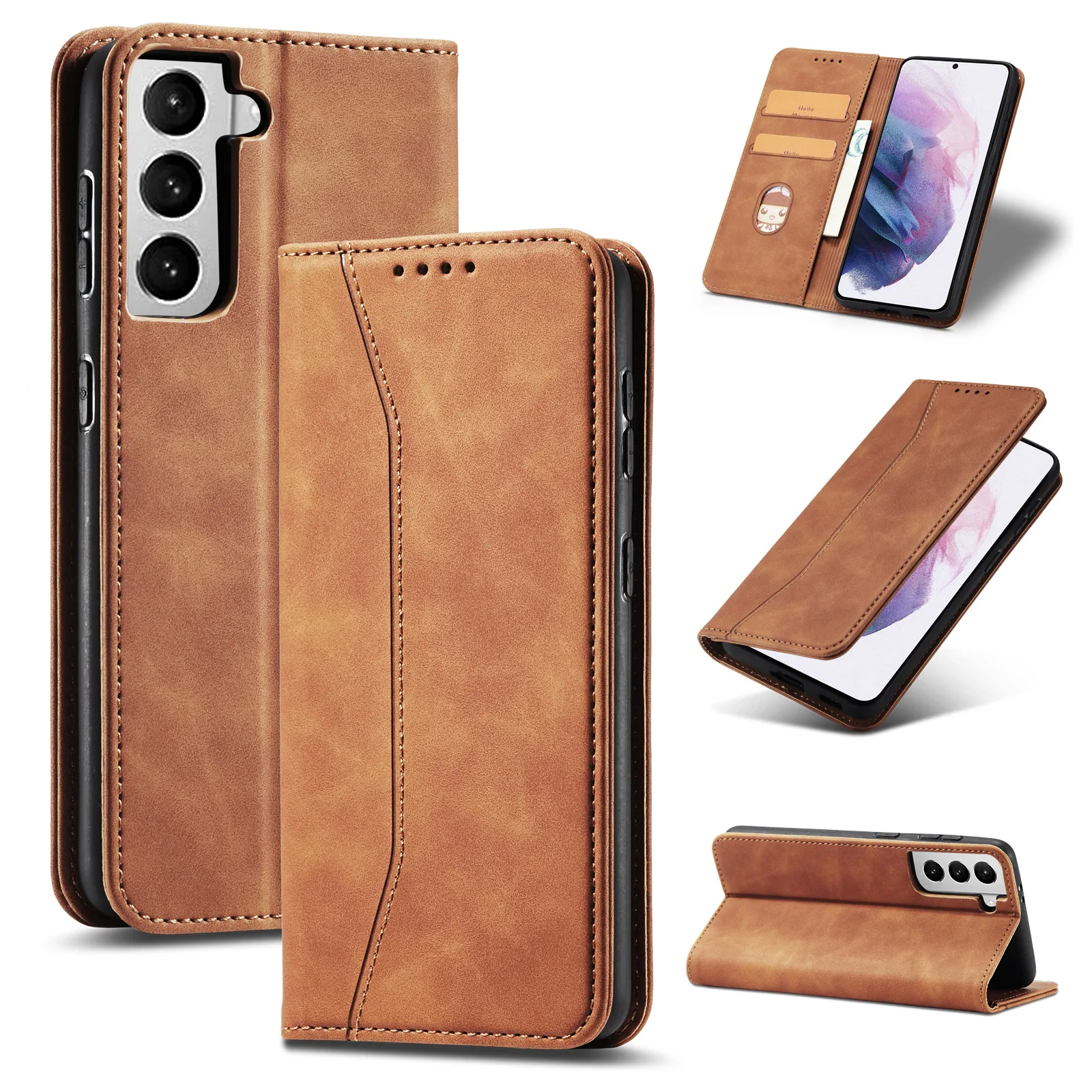 Case For Samsung Galaxy S21 Phone Case Mobile Phone Leather Case S20Fe Card Flip Protective Cover For Note20 Ultra