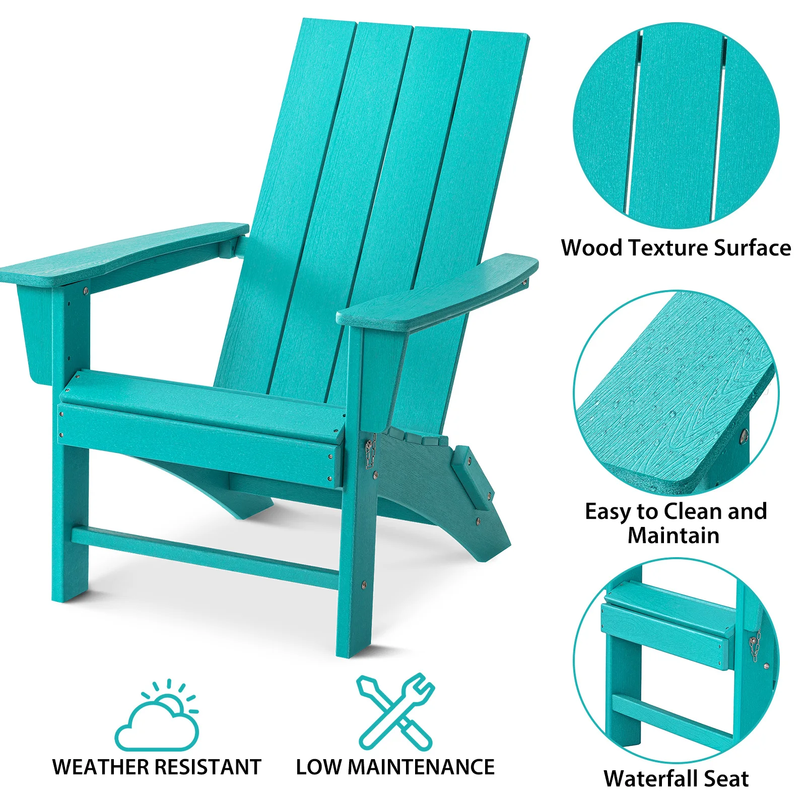Adirondack Bench Lounge Chairs with Footrest Table 2 Outdoor Patio HDPE Folding