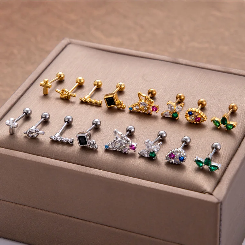 Lot De 20 Piercings Nez En Acier Inoxydable - Tige Pliable 1.8mm, Cristal Couleur, Pour Cartilage, Lèvre, Tragus