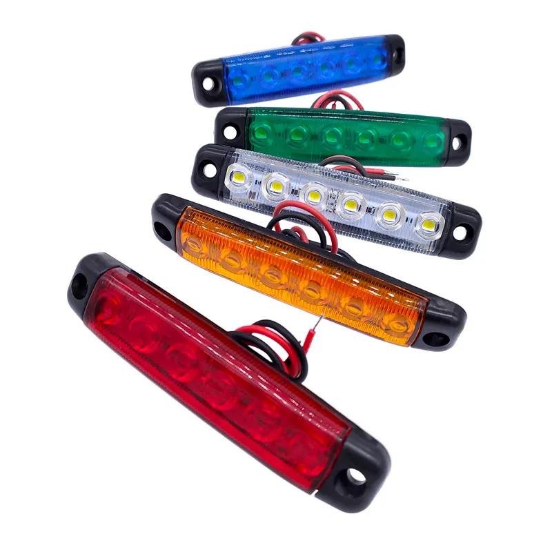 Car Warning Lamp 2Pcs 6LED 12V/24V Truck Trailer Side Marker Indicators Clearance Light Car Brake Rear Highlight Tail Light Warning Signal Lamp