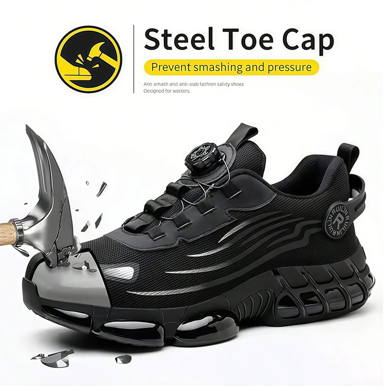 Indestructible Steel Toe Work Shoes Women Rotating Button Safety Lightweight...