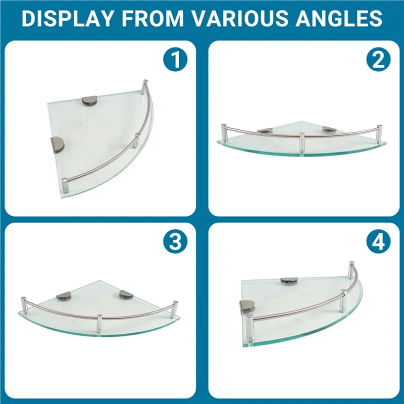 Hot Selling-Bathroom Shelves, Bathroom Glass Corner Shelf Triangle Wall Mounted ,Tempered Glass Shelf For Storing Shower Gel/Soa 4