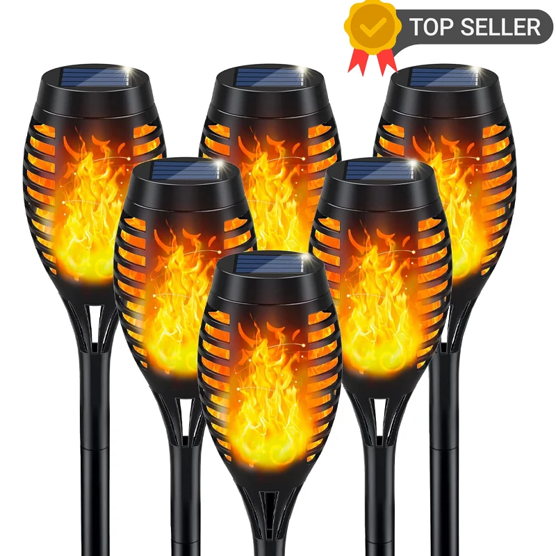 Garden Decoration Lamps 1-6Pack 12LED Solar Flame Torch Light Flickering Light
