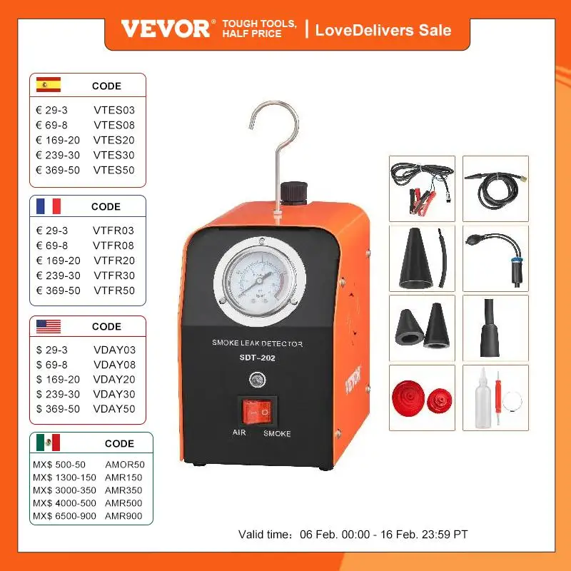 Vevor Smoke Machine Automotive Evap Rilevatore Di Perdite Di Fumo Con Manometro Tester Di Perdite Per Tutte Le Auto Moto Camion Barca